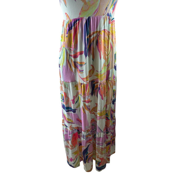 Soma Wknd Soft Jersey Trapeze Maxi Bra Dress Tiered in Fresh Tropical Medium - Picture 5 of 16